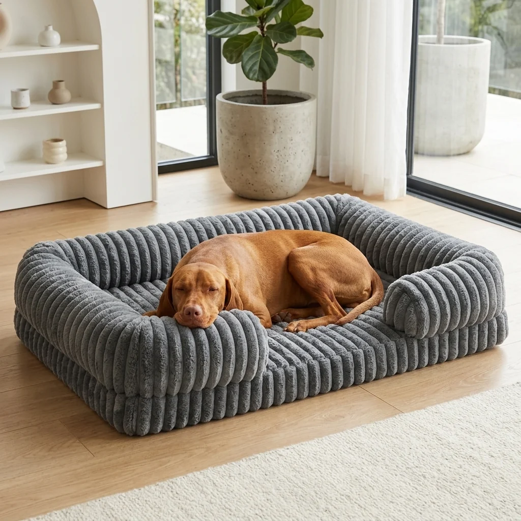 Quality Memory-Foam Dog Bed with Bolster Sides Cosy Washable Functional