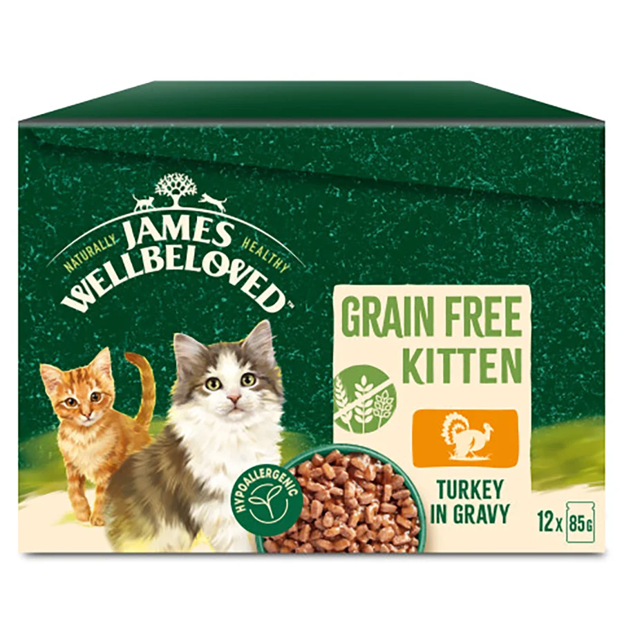Convenient James Wellbeloved Grain Kitten Wet Cat Food Turkey In Gravy 12x85g Modern