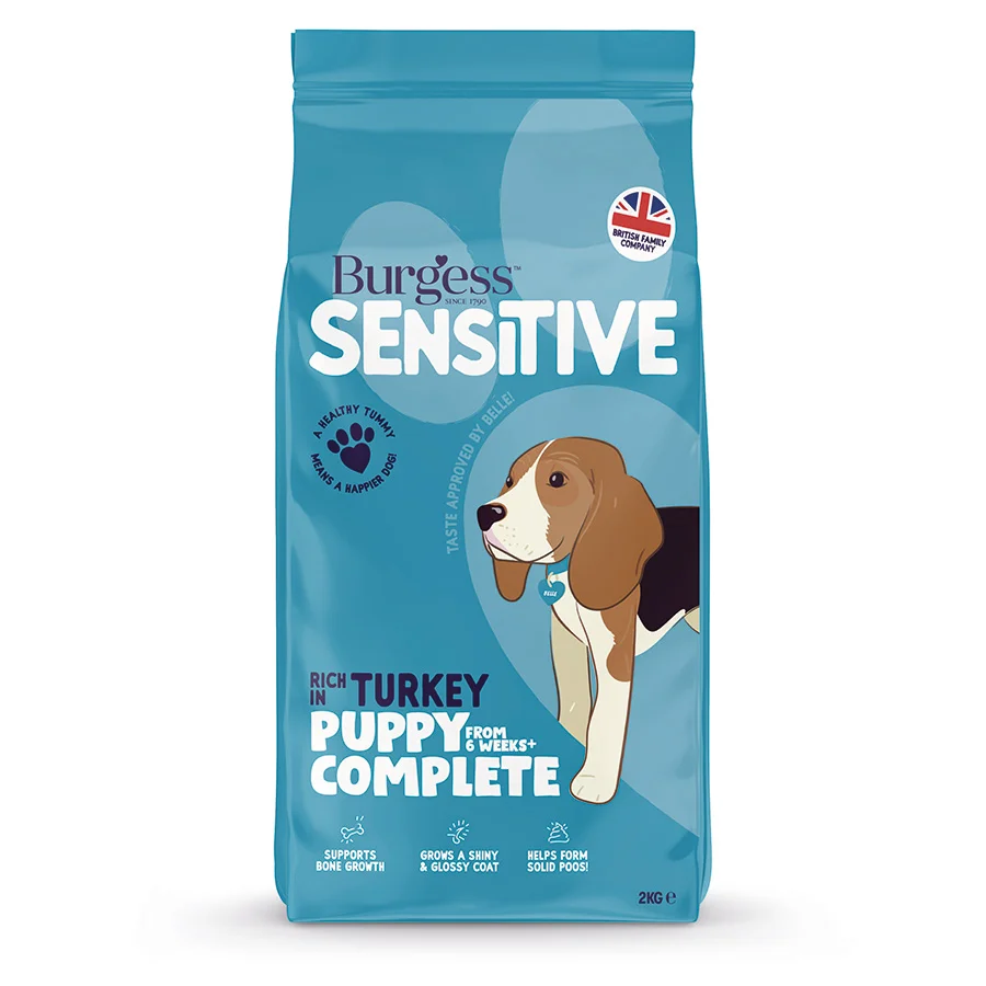 Genuine Burgess Sensitive Dry Puppy Food Turkey 2kg Authentic