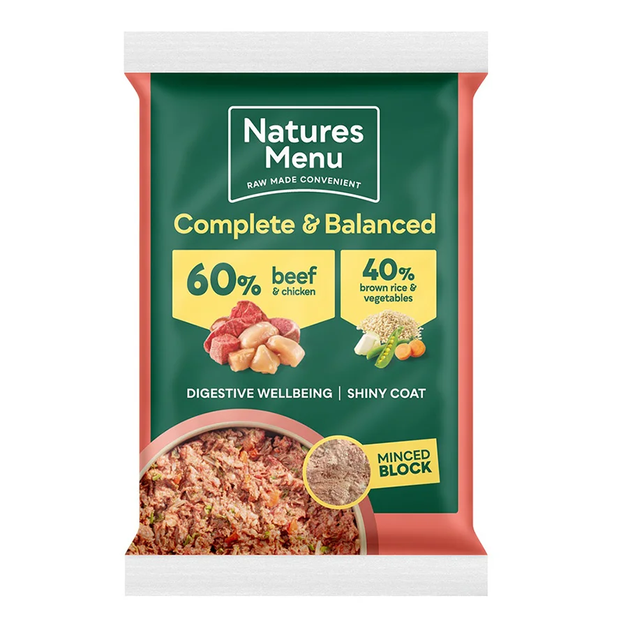 Fast Natures Menu Complete Balance 60 40 Raw Adult Dog Food Beef Chicken 12x300g Selected