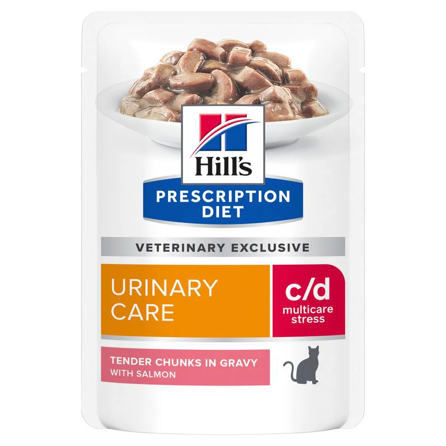 Genuine Hill x27 s Prescription Diet c d Multicare Stress Urinary Wet Cat Food Salmon 12x85g Easy-to-Use