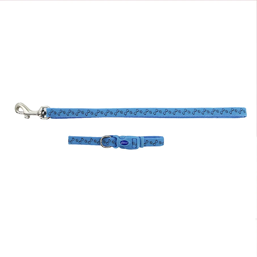 High-Grade Ancol Dog Puppy Collar Lead Set Blue Small Clean