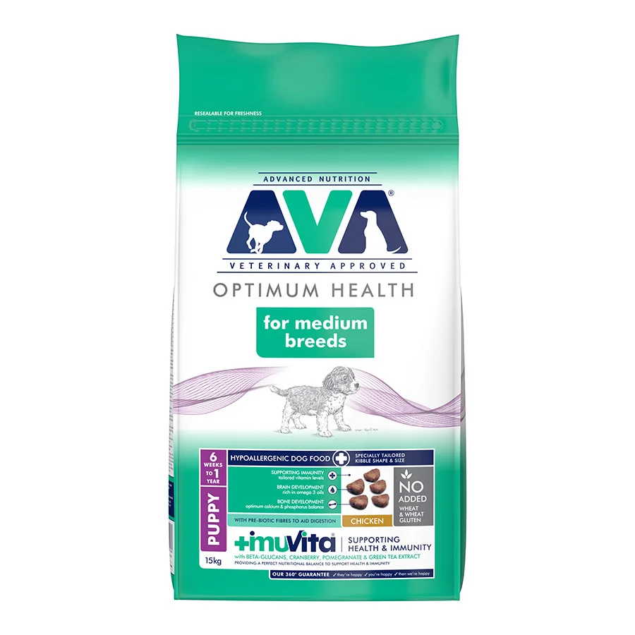 Crafted AVA Optimum Health Medium Breed Puppy Dry Dog Food Chicken 15kg Verified