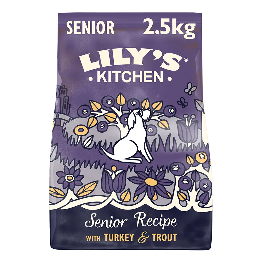 Flexible Lily x27 s Kitchen Senior Recipe Dry Dog Food Turkey Trout 2.5kg Selected