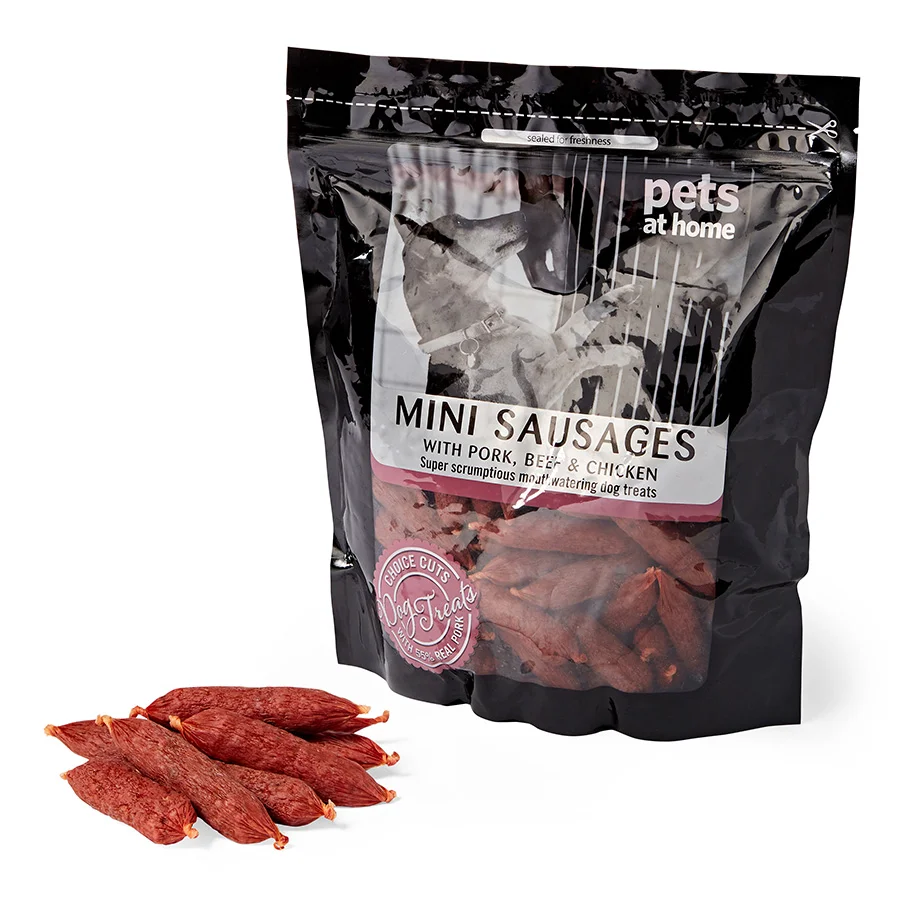 Stylish Pets at Home Mini Sausages Dog Treats with Pork， Beef Chicken 1kg Proven