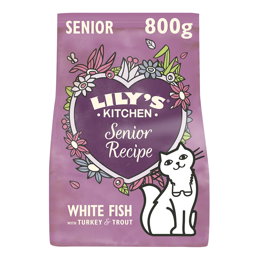 First-Class Lily x27 s Kitchen Senior Dry Cat Food White Fish Turkey 800g Natural