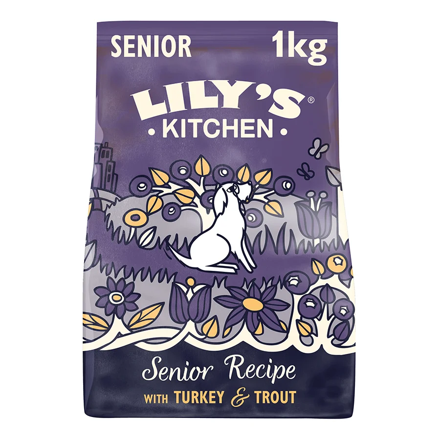 Minimalist Lily x27 s Kitchen Senior Recipe Dry Dog Food Turkey Trout 1kg Sustainable