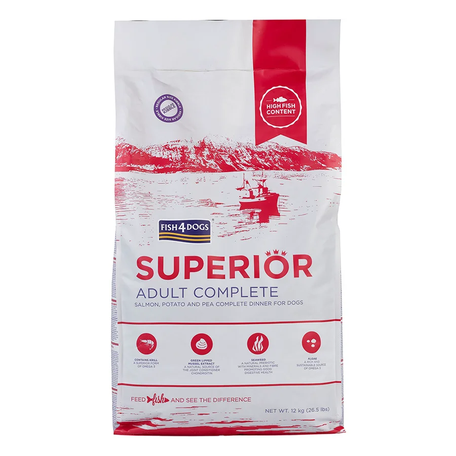 Crafted Fish4Dogs Superior Complete Regular Kibble Adult Dry Dog Food Salmon 12kg Comfortable