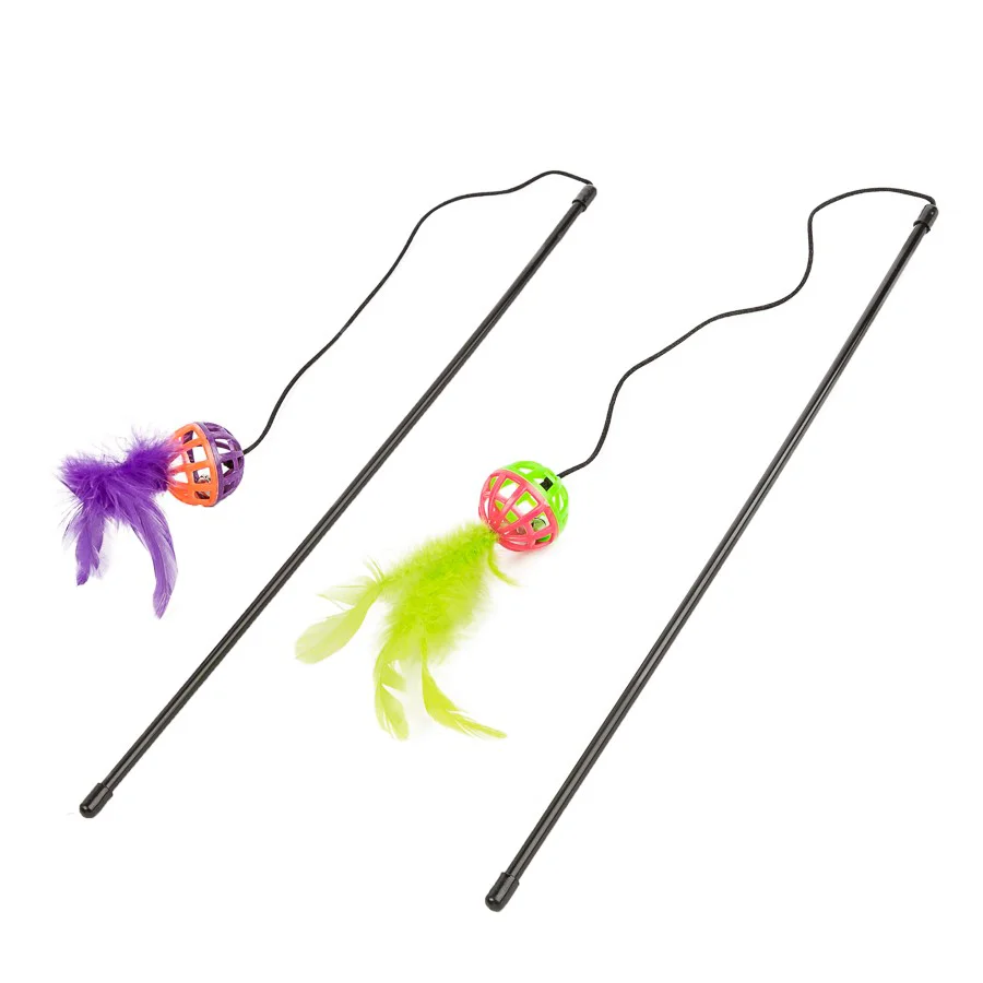 High-End Pets at Home Rattle Ball Cat Teaser 2 Pack Safe