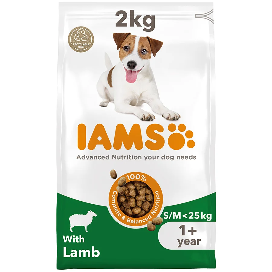 Reusable Iams Small Medium Breed Adult Dry Dog Food Lamb 2kg Environmentally Friendly