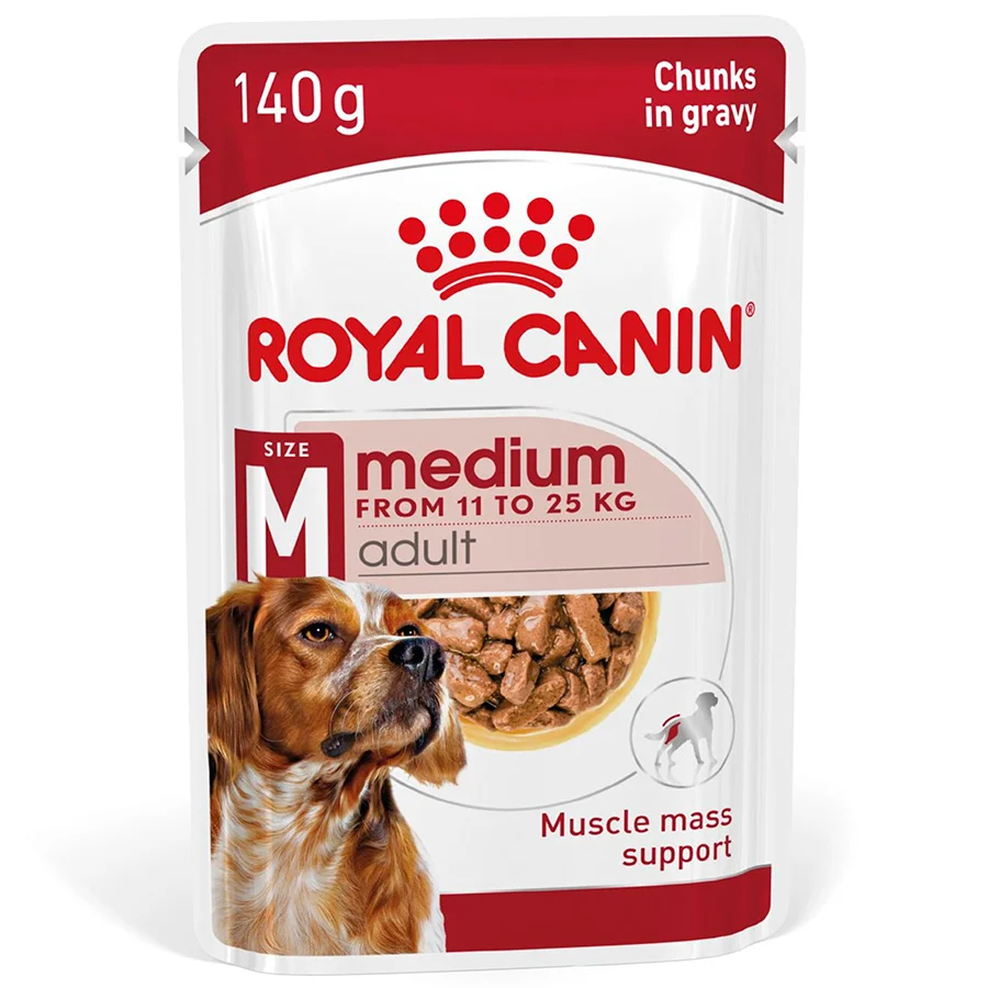 High-Grade Royal Canin Medium Breed Adult Wet Dog Food Chunks In Gravy 10x140g Minimalist