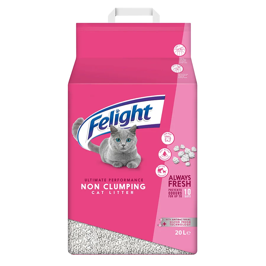 Reusable Felight Performance Antibacterial Non-Clumping Cat Litter 20L Proven
