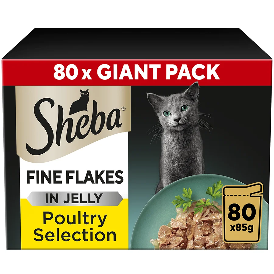 Fine Crafted Sheba Fine Flakes Adult Wet Cat Food Poultry In Jelly Giant 80x85g Comfortable