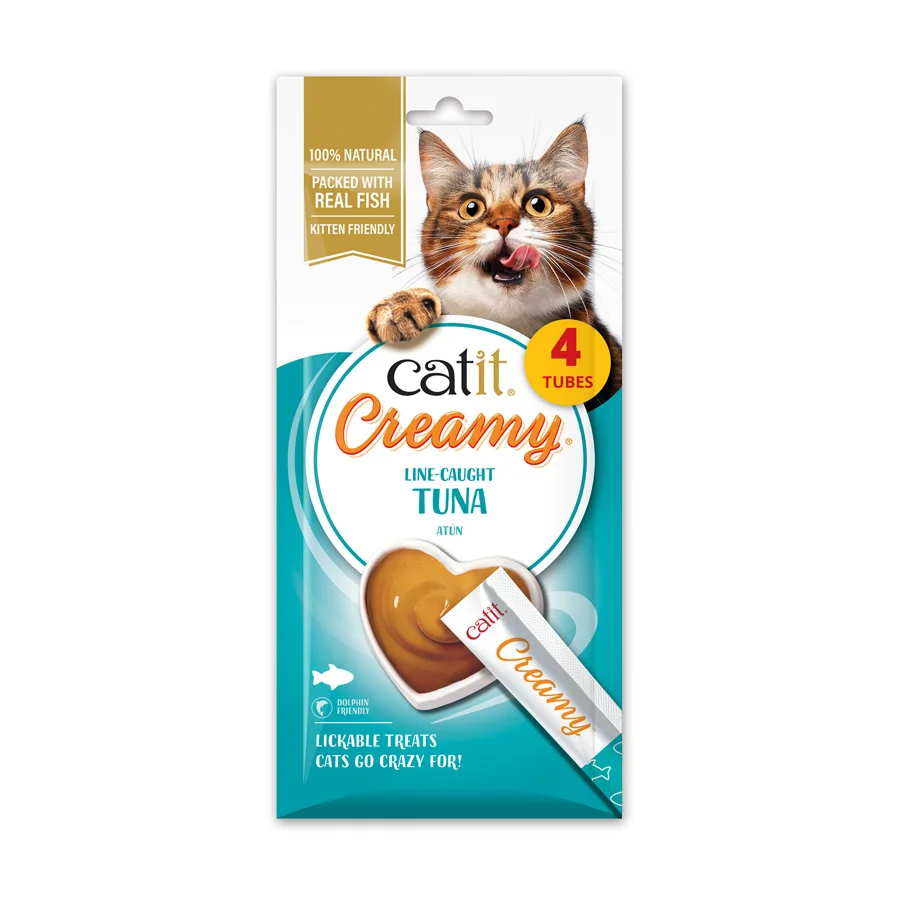 Versatile Catit Creamy Lickable Cat Treats Tuna 4x10g Natural