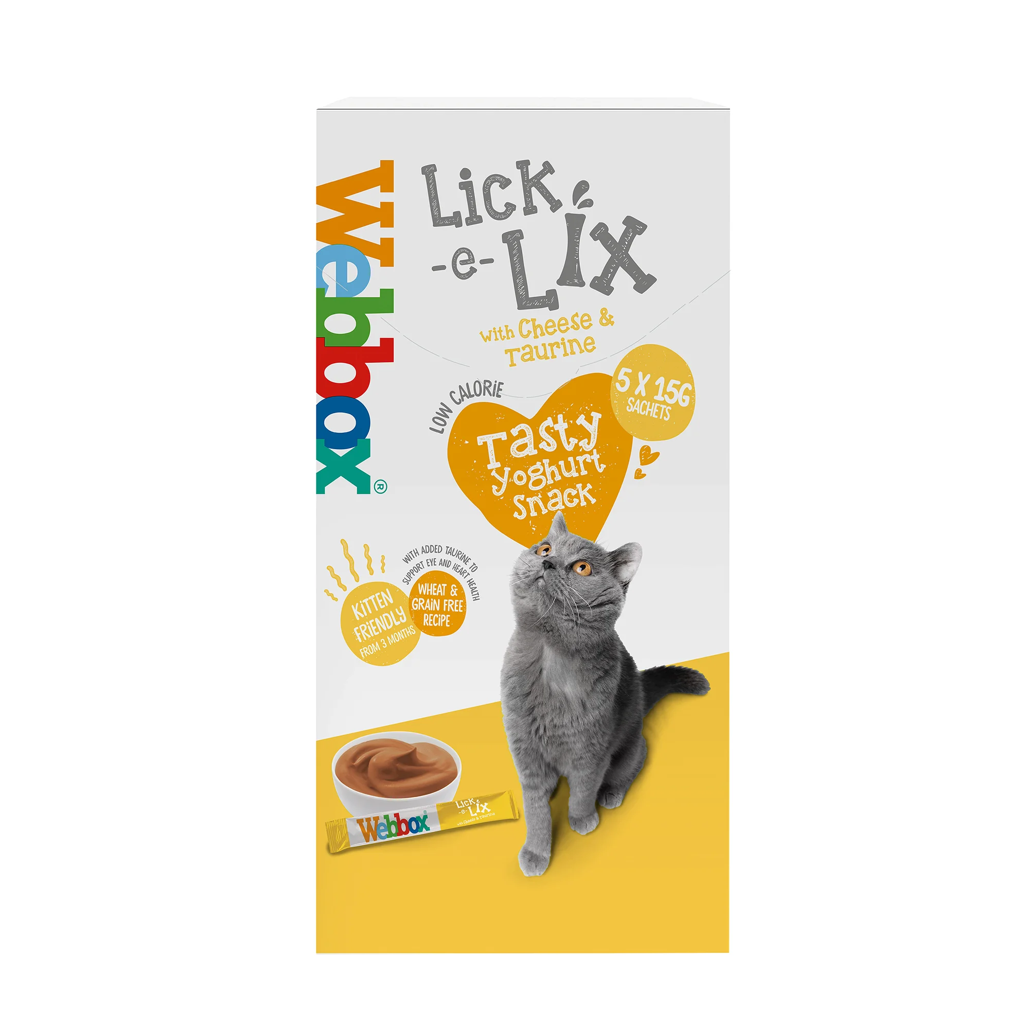 Sophisticated Webbox Lick-e-Lix Cat Treats Cheese Taurine 75g Breathable
