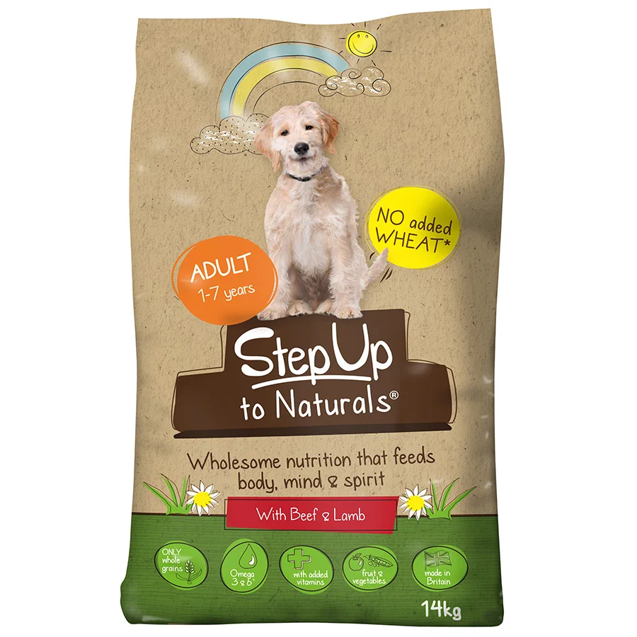 Long-Lasting Step Up Naturals Dry Adult Dog Food Beef Lamb 14kg User-Friendly