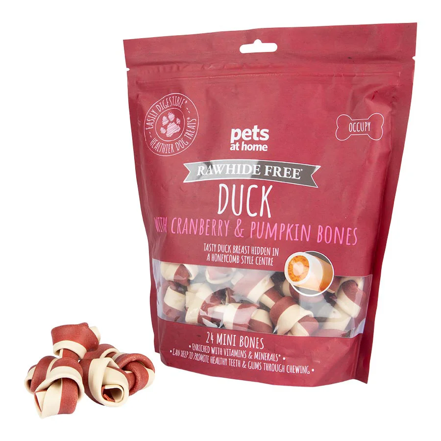 Elegant Pets at Home Rawhide Adult Dog Treats Duck with Cranberry Pumpkin 24 Pack Sustainable