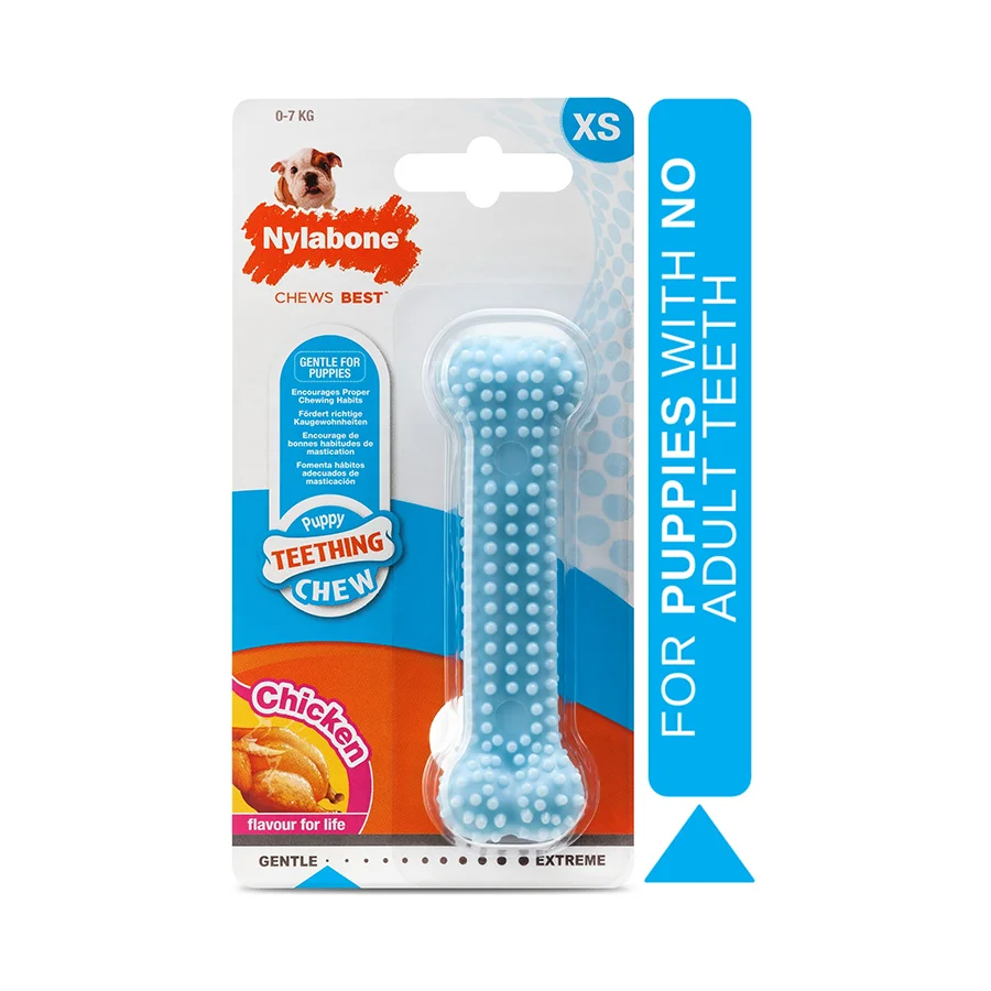 Stylish Nylabone Puppy Dental Chew Toy Chicken Flavour X Small High-Performance