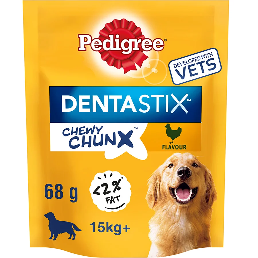Superior Pedigree Dentastix Chewy Chunx Maxi Adult Dog Treats Chicken 68g Flexible