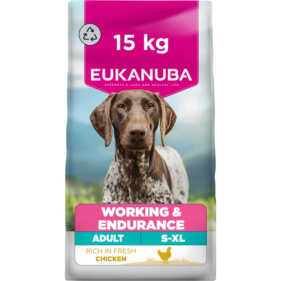 Original Eukanuba Daily Care Working Endurance Adult Dry Dog Food Chicken 15kg Secure
