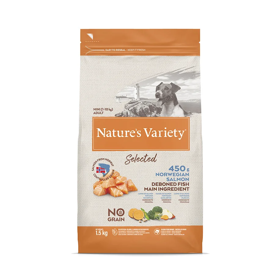 Recyclable Natures Variety Selected Mini Breed Adult Dry Dog Food Salmon 1.5kg Comfortable