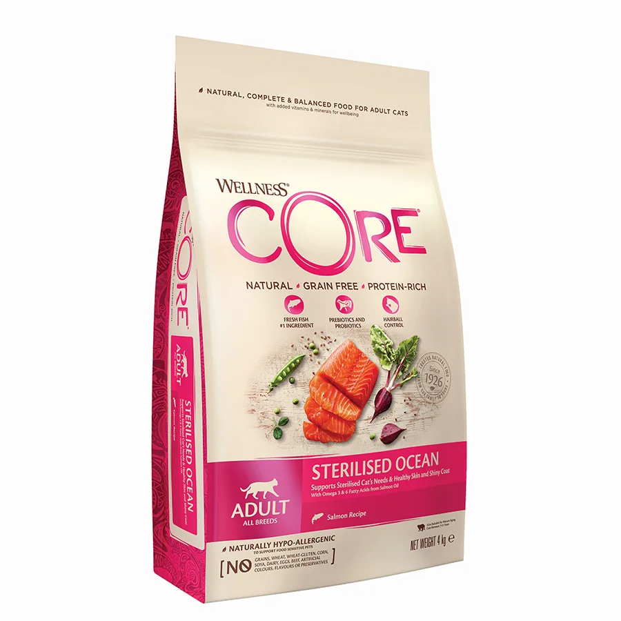 Efficient Wellness Core Sterilised Adult Dry Cat Food Ocean Salmon 4kg Solid