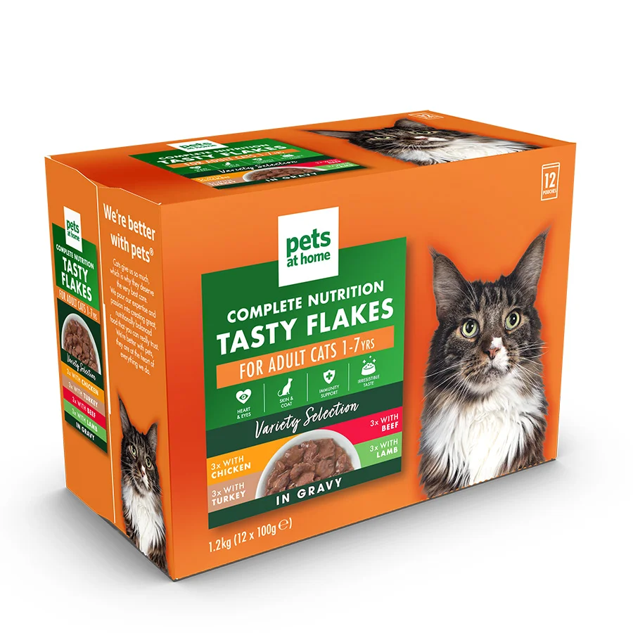 Consistent Pets at Home Tasty Flakes Wet Adult Cat Food In Gravy 12x100g Comfortable