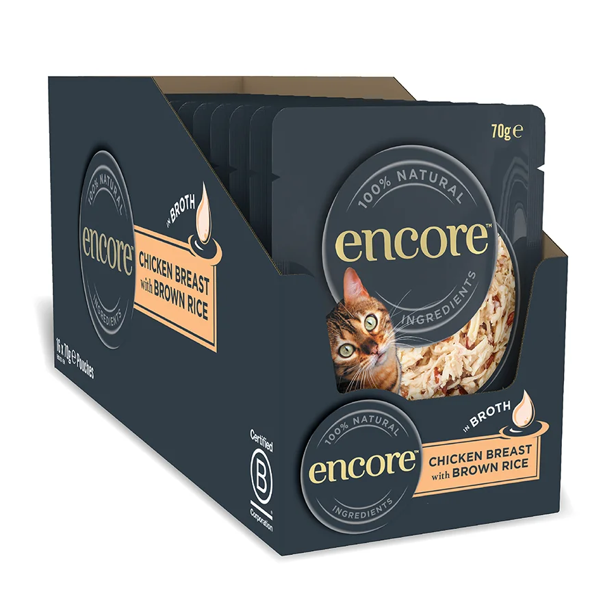 Smooth Encore Adult Wet Cat Food Chicken with Brown Rice Broth 16x70g Sophisticated