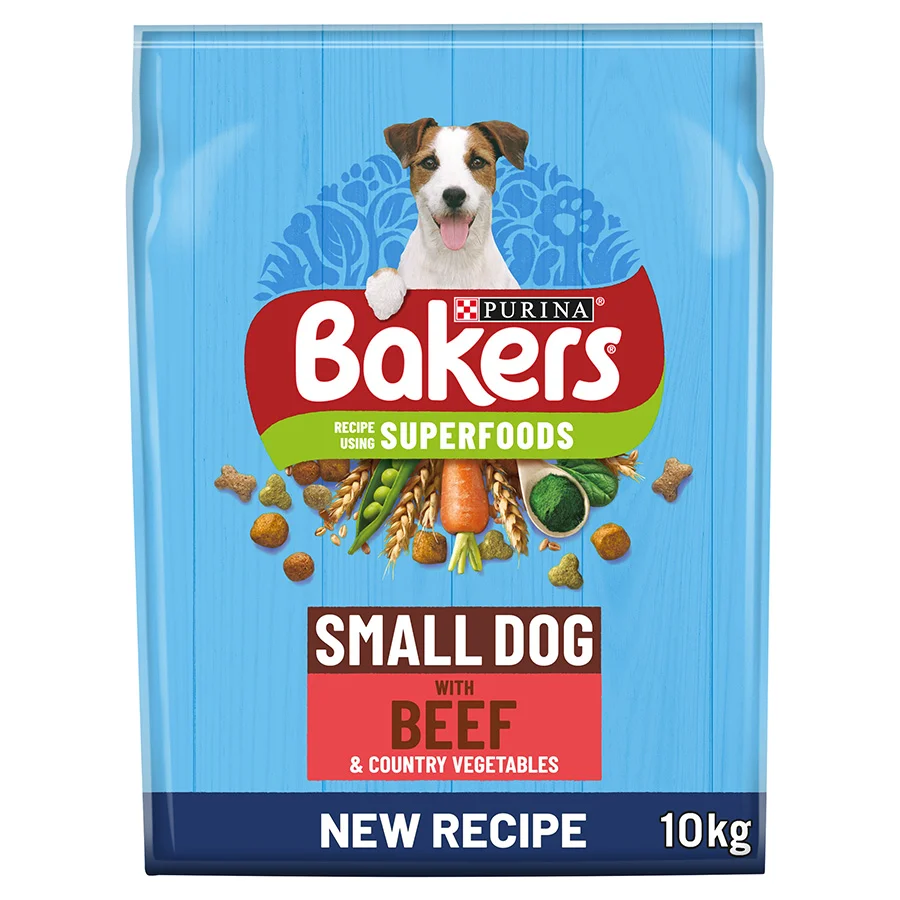 Optimized Bakers Small Breed Adult Dry Dog Food Beef Veg 10kg Solid