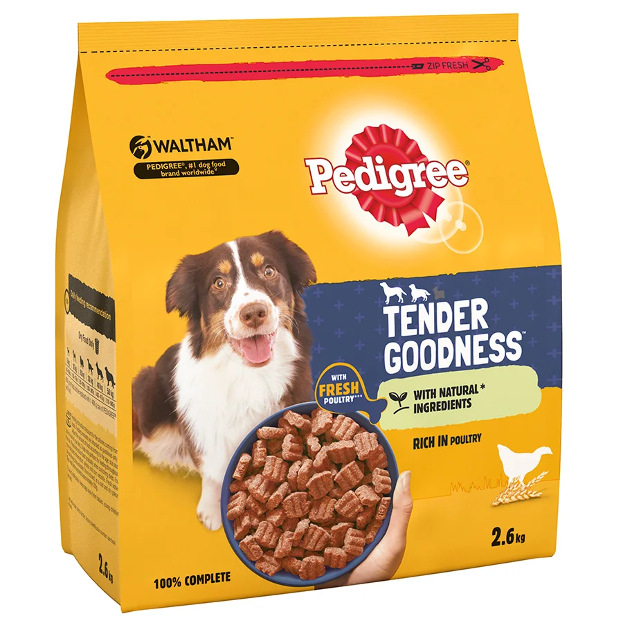 Functional Pedigree Tender Goodness Adult Dry Dog Food Poultry 2.6kg Safe