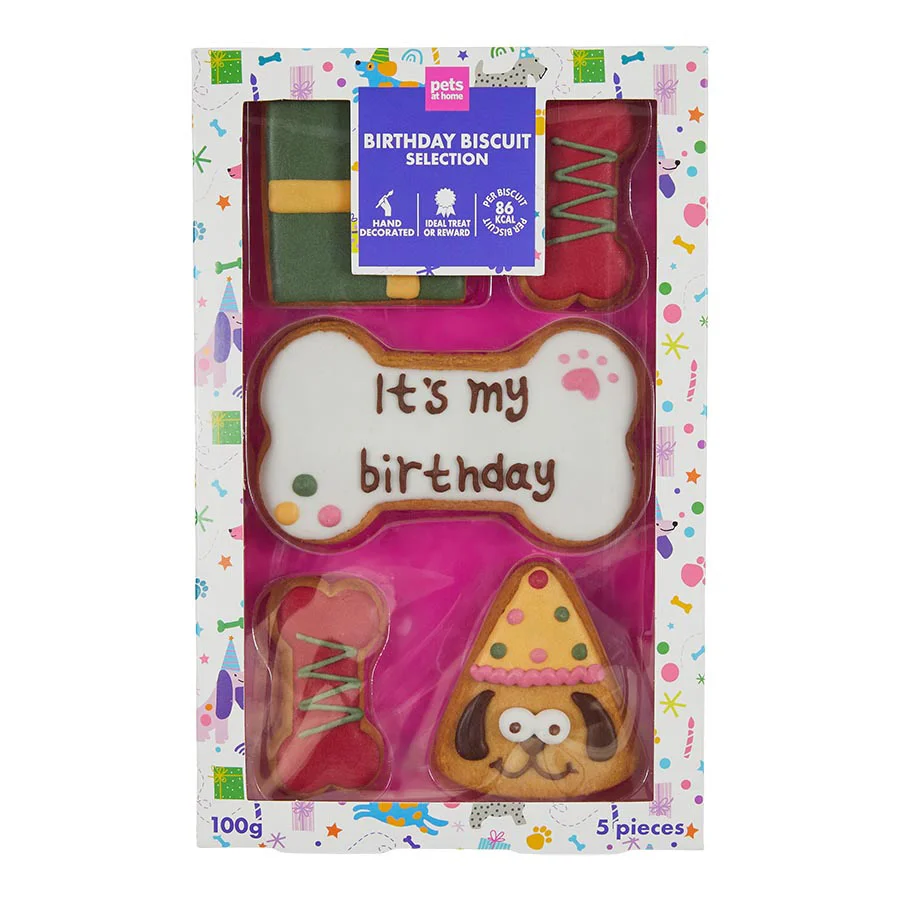 Functional Pets at Home Adult Dog Birthday Biscuit Treats 5 Pack Reusable
