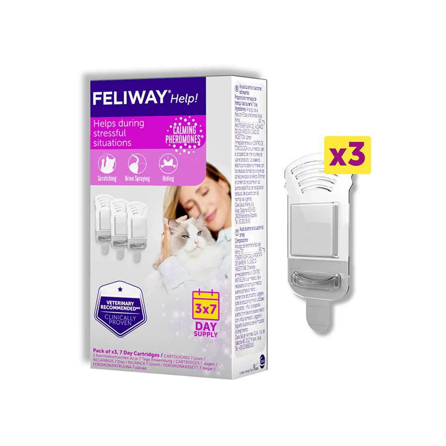 Next-Generation Feliway Help Calming Pheromone Cartridge Refill for Cats x3 Pure