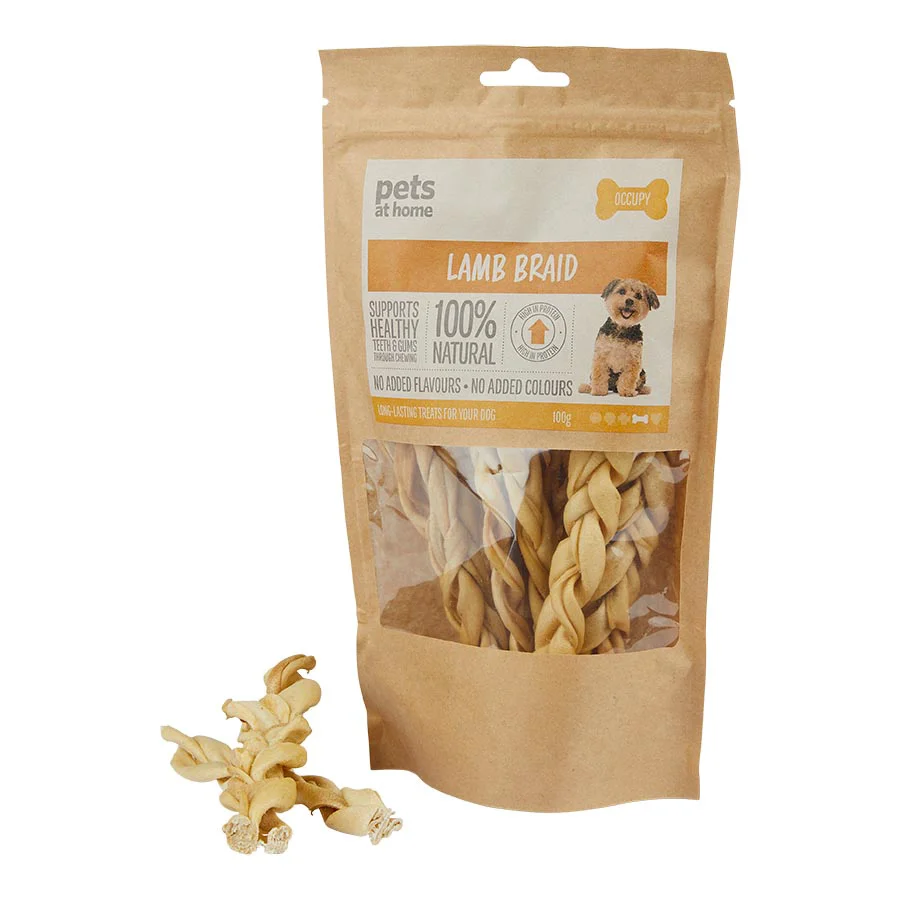Minimalist Pets at Home Adult Dog Treat Lamb Braid 100g Official
