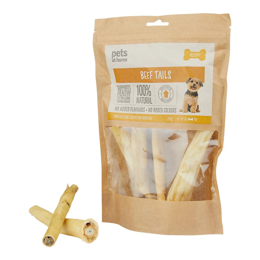 Natural Pets at Home Adult Dog Treats Beef Tails 250g Top-Quality