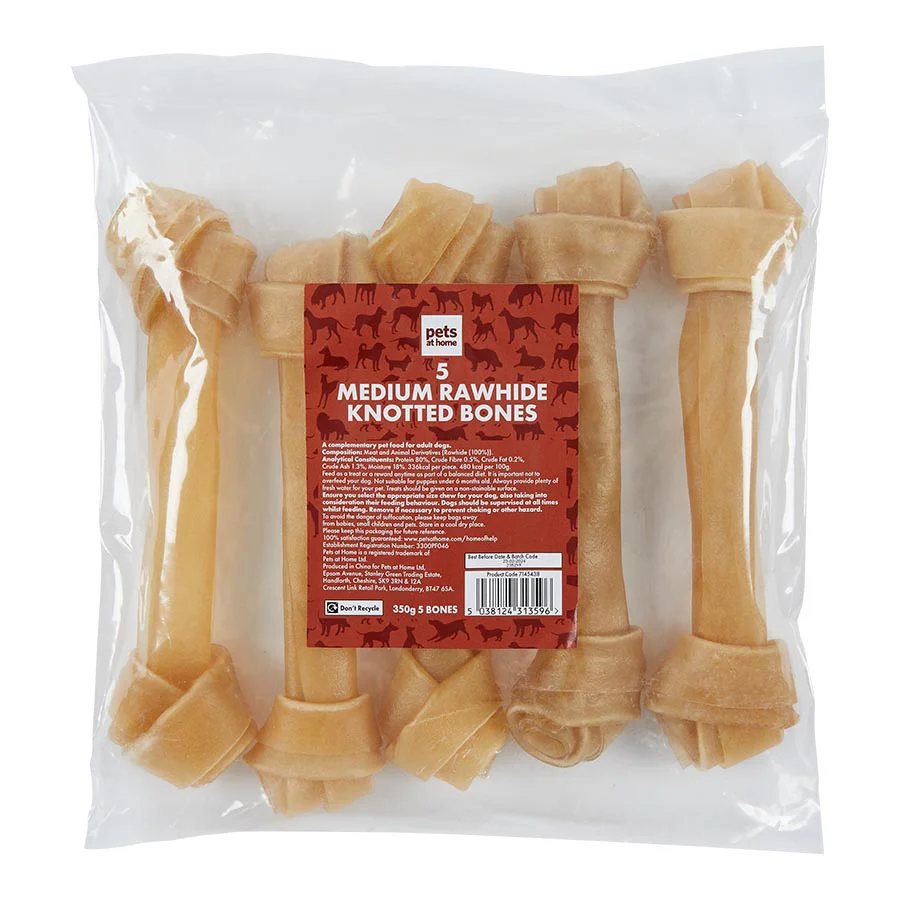 Responsible Pets at Home Rawhide Knotted Bones Medium Dog Treats 5 Pack Original Design