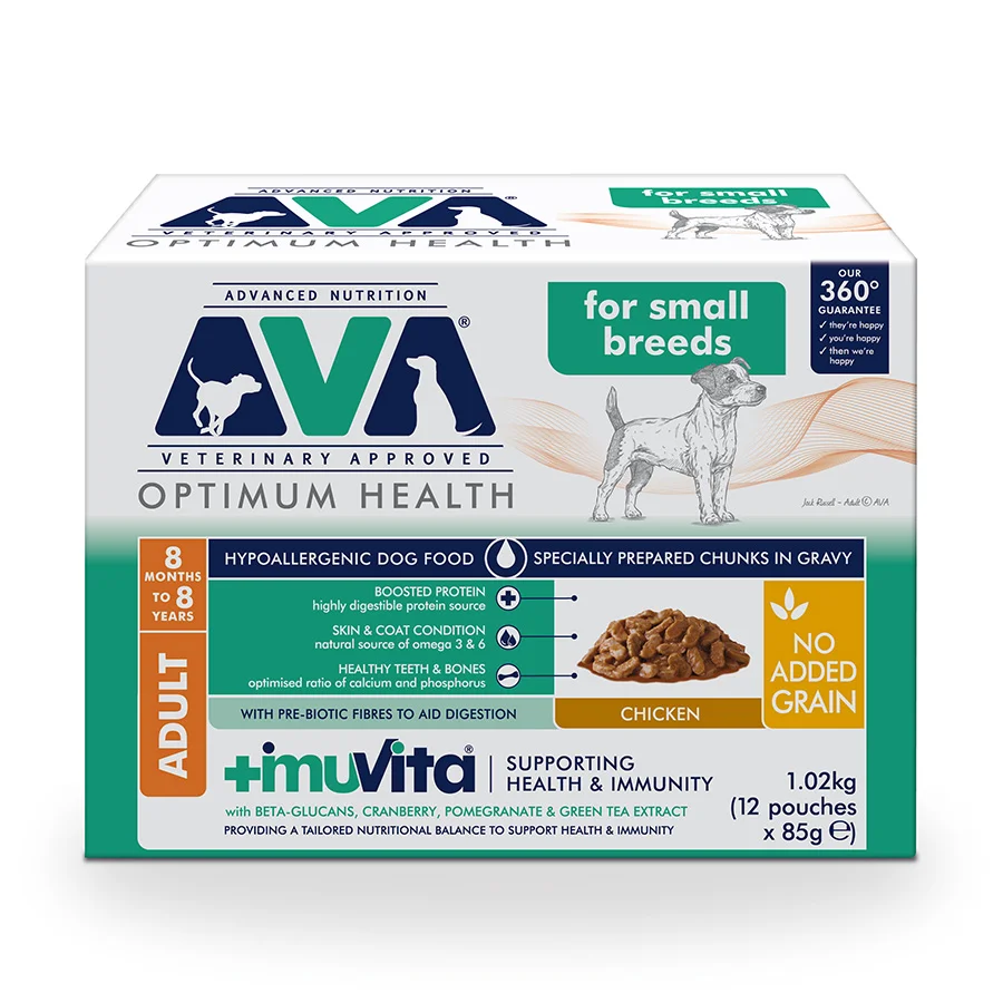 Selected AVA Optimum Health Small Breed Adult Wet Dog Food Gravy Chunks 12x85g Artisan