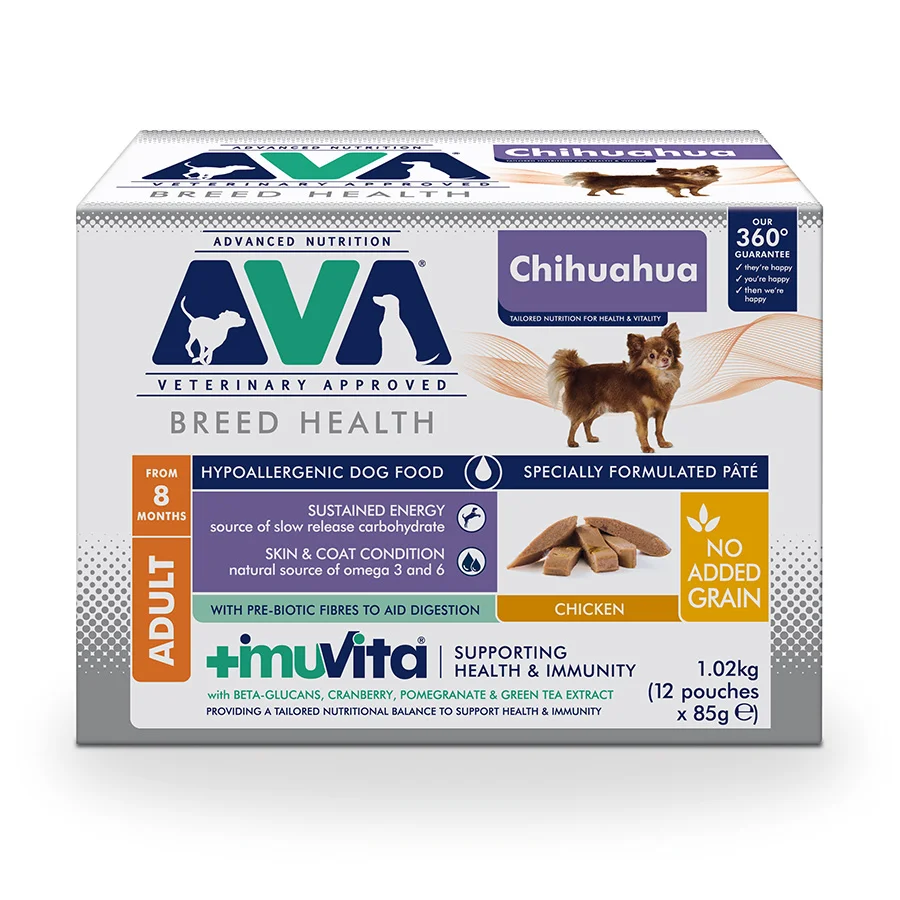 Flexible AVA Breed Health Chihuahua Adult Wet Dog Food Pâté 12x85g Secure