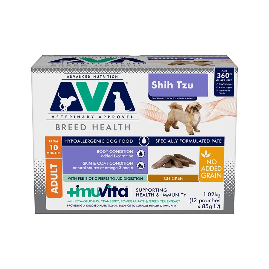Verified AVA Veterinary Shih Tzu Adult Wet Dog Food Pâté 12x85g Fine Crafted
