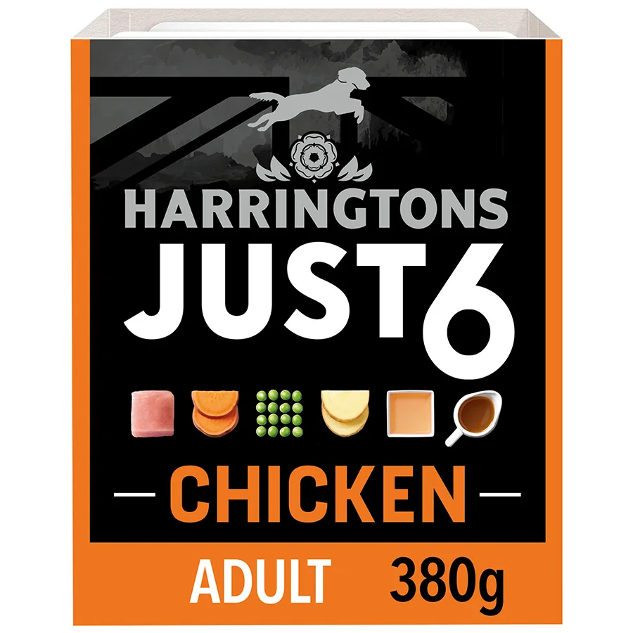 Dependable Harringtons Just 6 Complete Adult Wet Dog Food Chicken 380g Reliable