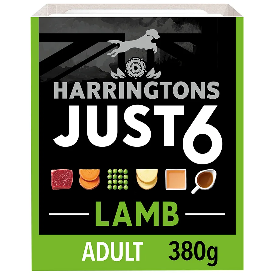 First-Class Harringtons Just 6 Complete Wet Adult Dog Food Lamb 380g Flexible