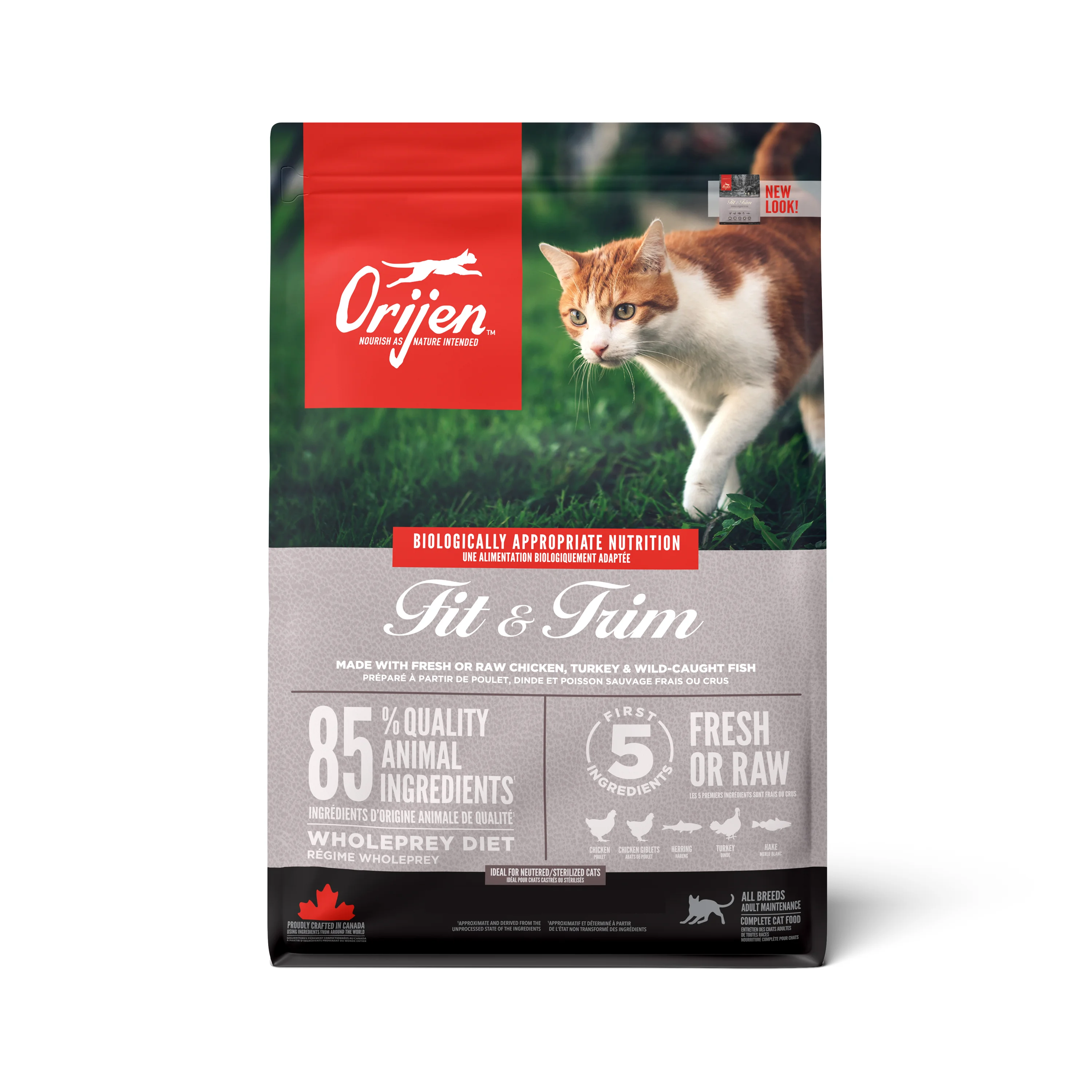 Original Design ORIJEN Fit Trim Adult Dry Cat Food with Chicken Turkey Fish 1.8kg World-Class