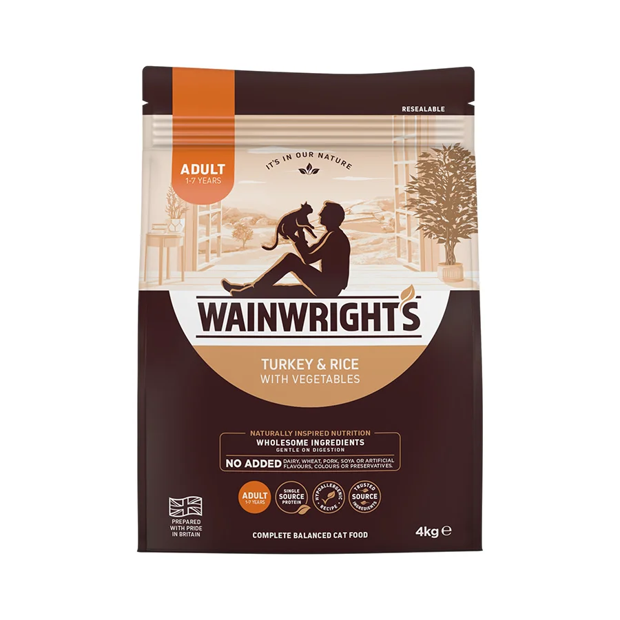 Efficient Wainwright x27 s Adult Cat Dry Food Turkey Rice with Veg 4kg Natural