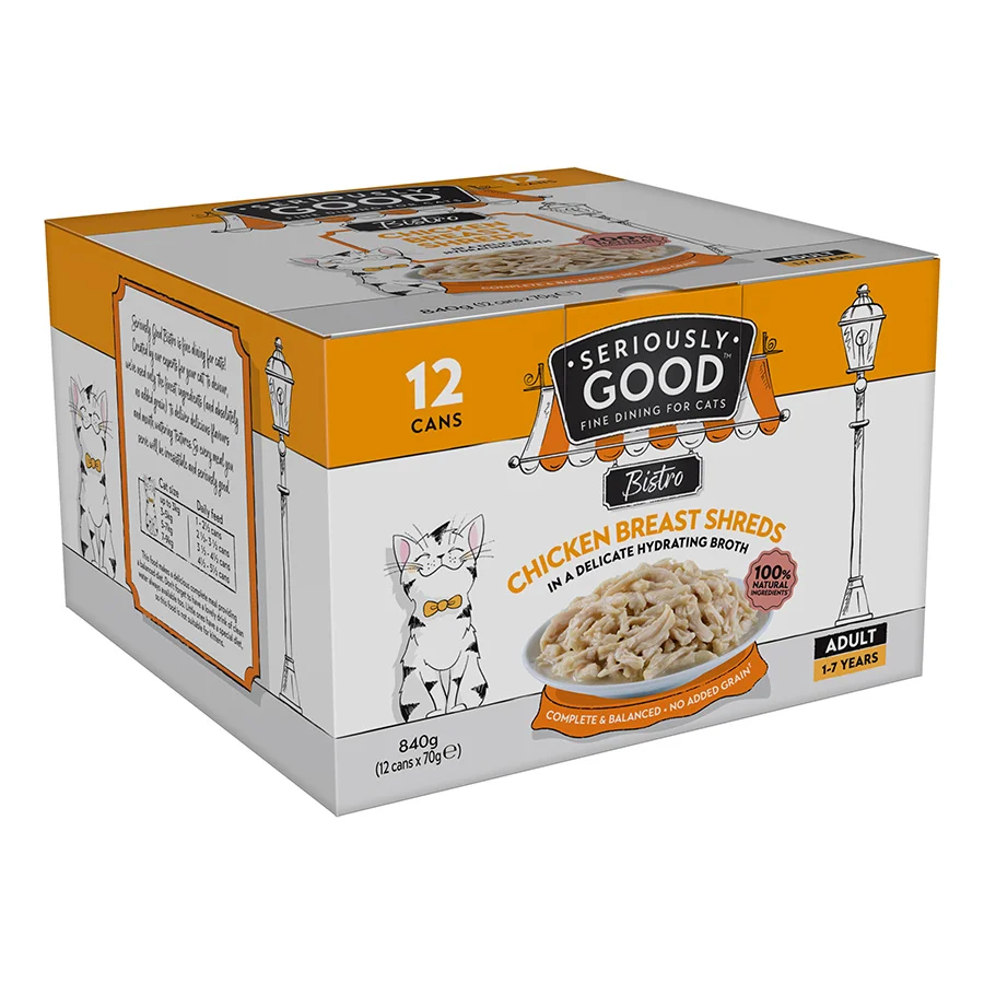 Responsible Seriously Good Wet Adult Cat Food Chicken Breast Shreds 12x70g Official