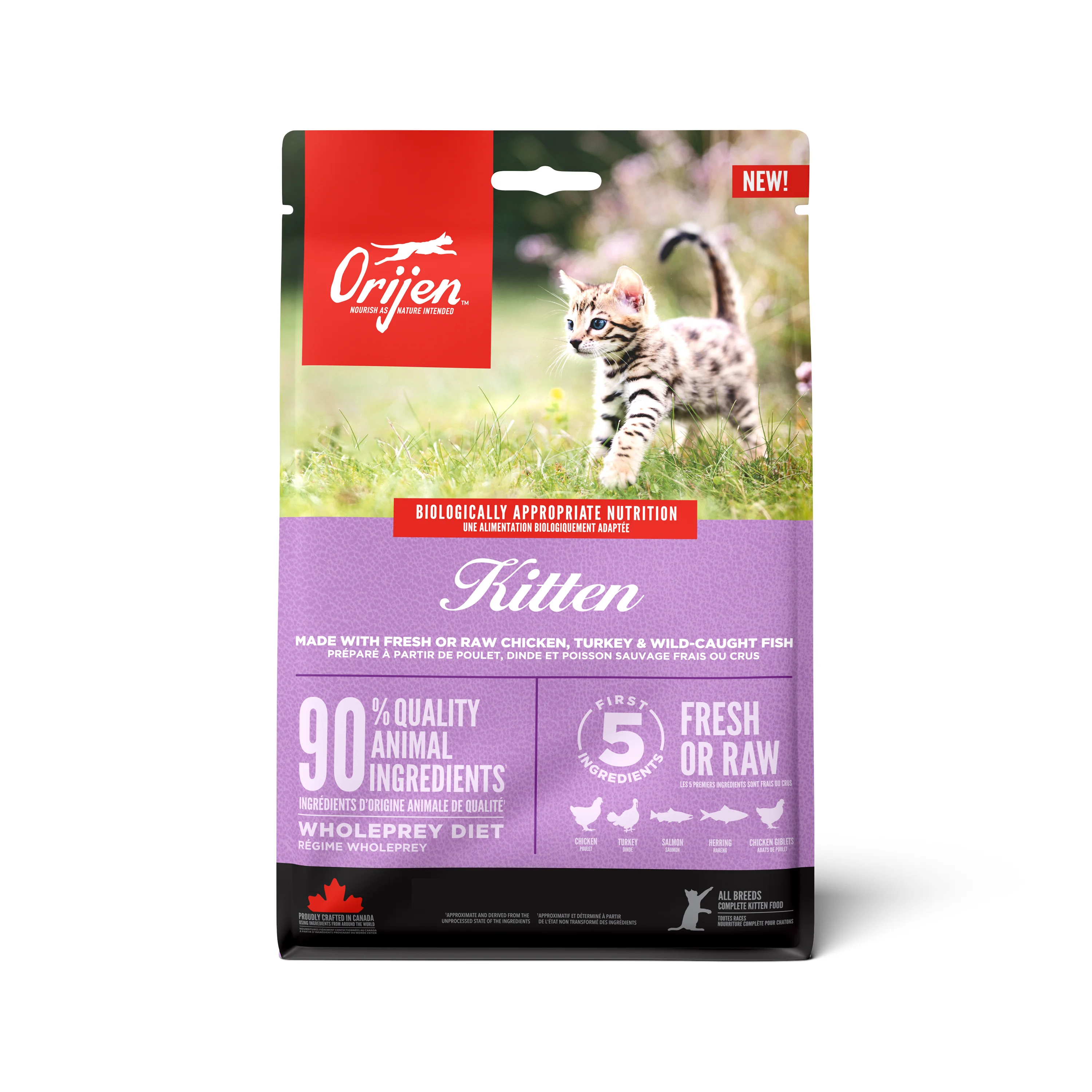 Expertly Made ORIJEN Kitten Dry Food with Chicken Turkey Fish 1.8kg Flexible