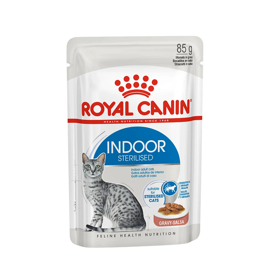 Breathable Royal Canin Feline Indoor Sterilised Wet Adult Cat Food In Gravy 12x85g Long-Lasting
