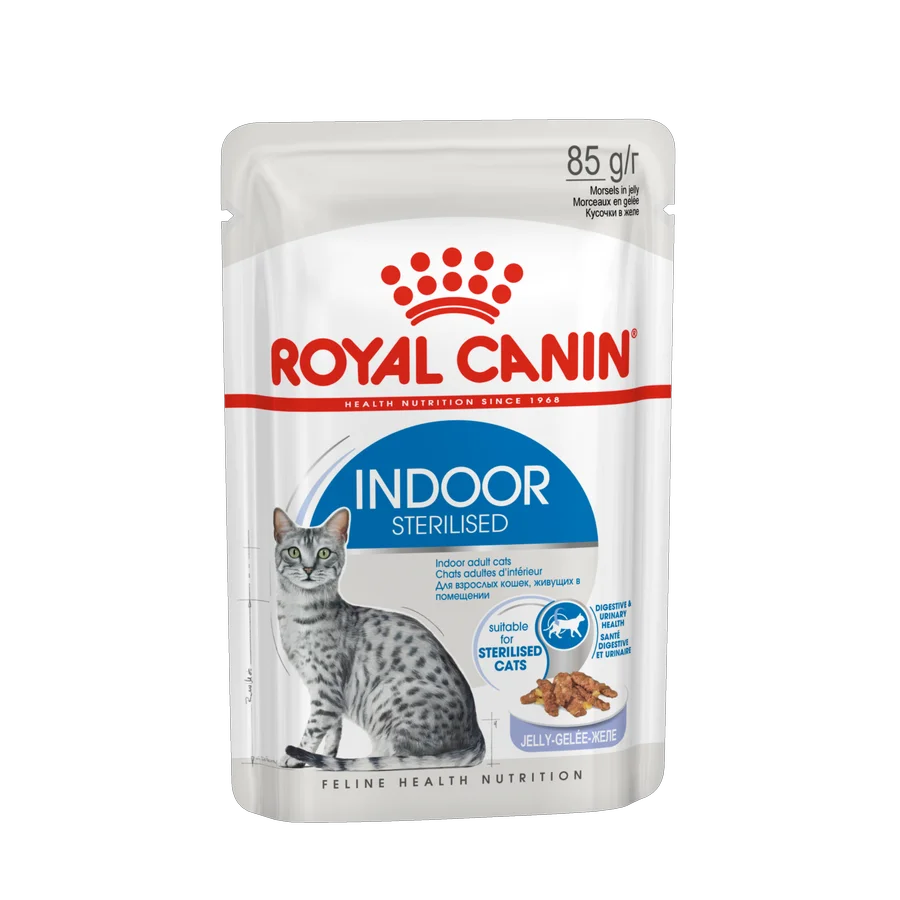 Stylish Royal Canin Feline Indoor Sterilised Wet Adult Cat Food Jelly 12x85g Functional