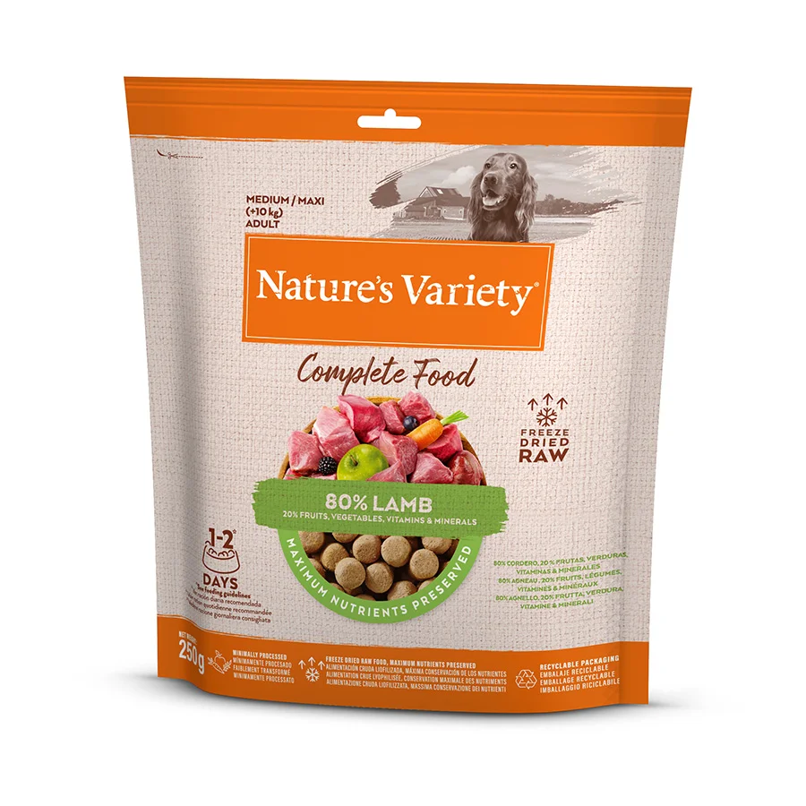 High-End Natures Variety Large Breed Adult ze Dried Dog Food Lamb 250g Consistent