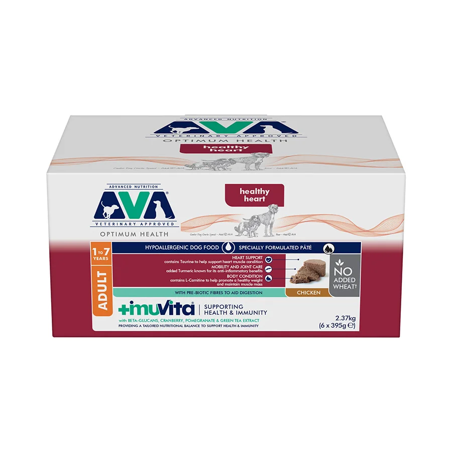 Durable AVA Hypoallergenic Healthy Heart Pâté Wet Adult Dog Food 6x395g First-Class