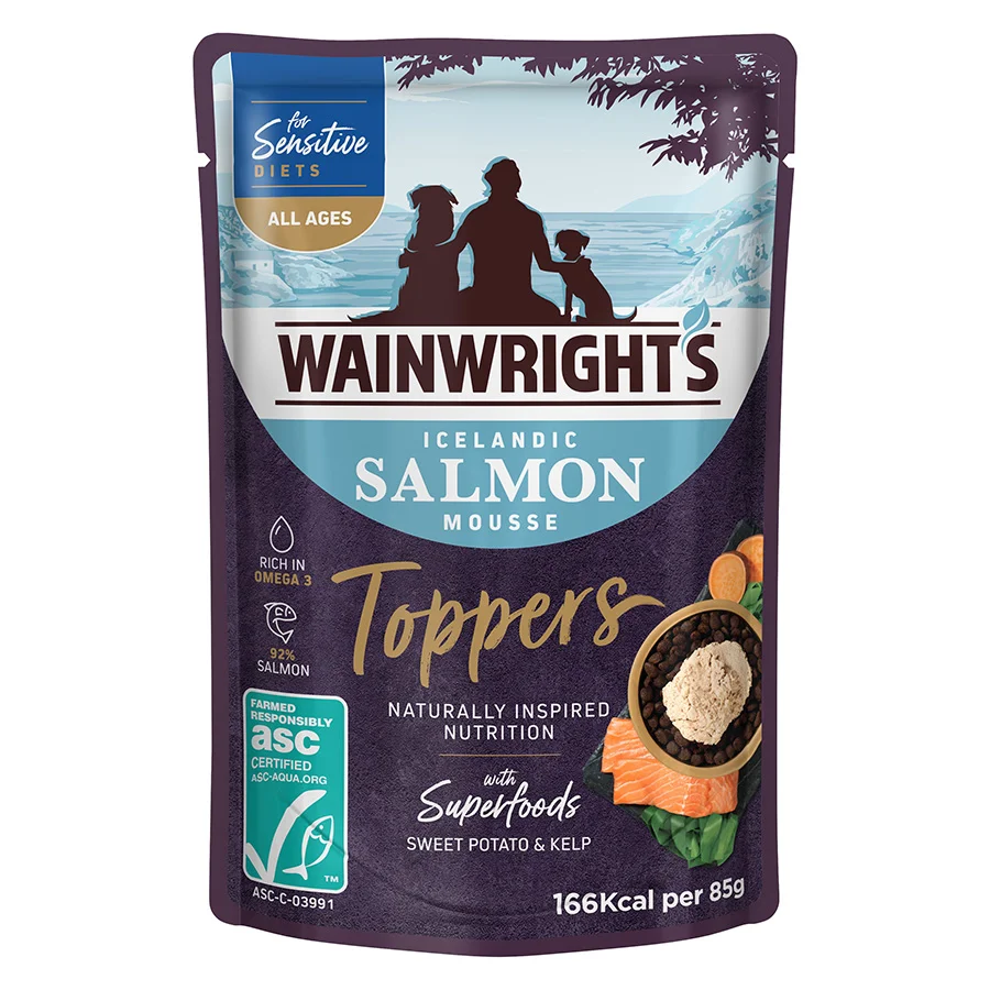 Smart Wainwright x27 s Sensitive Icelandic Salmon Mousse Wet Adult Dog Food Toppers 85g Bag Expertly Made