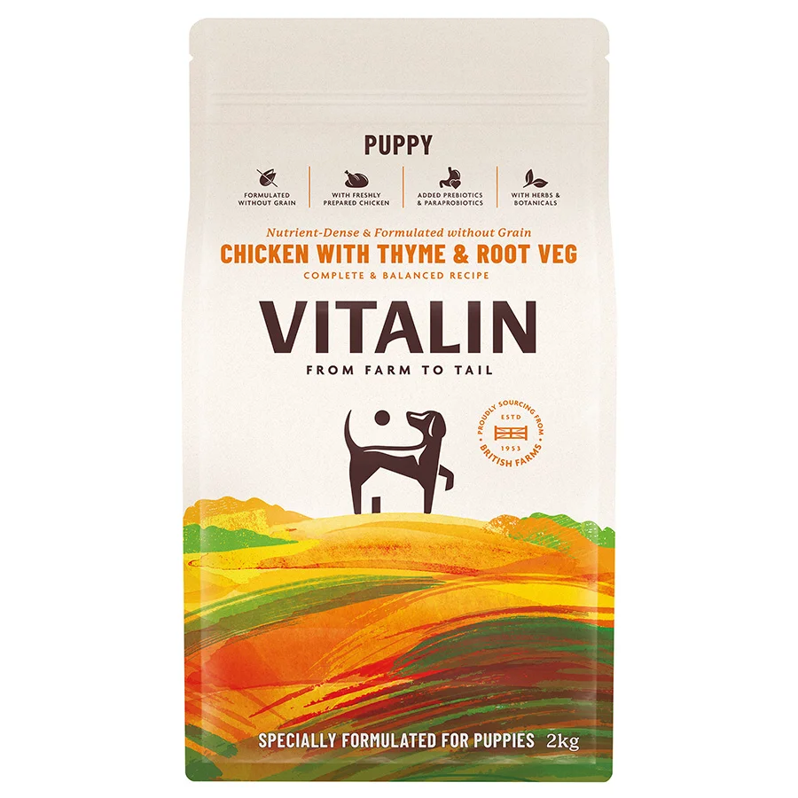 Practical Vitalin Puppy Dry Dog Food Chicken with Veg Thyme 2kg Luxury
